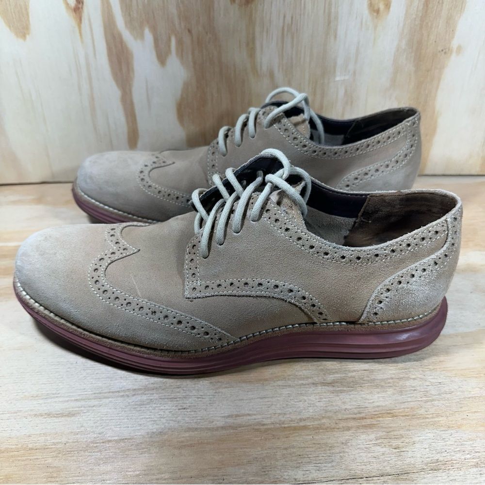 Cole Haan Tan Lunargrand Wingtip Suede Brogue Shoes Men’s Size 9.5 - Picture 8 of 8